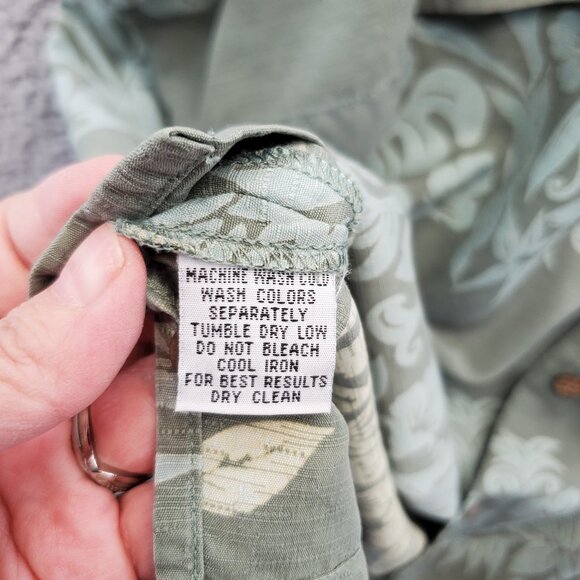 Tommy Bahama 100% Silk Men's Hawaiian Camp Shirt Large Green Floral Size L - Picture 5 of 7